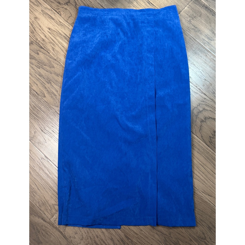 Vintage Nancy Bolen City Girl Royal Blue Split Midi Skirt Extra Large XL